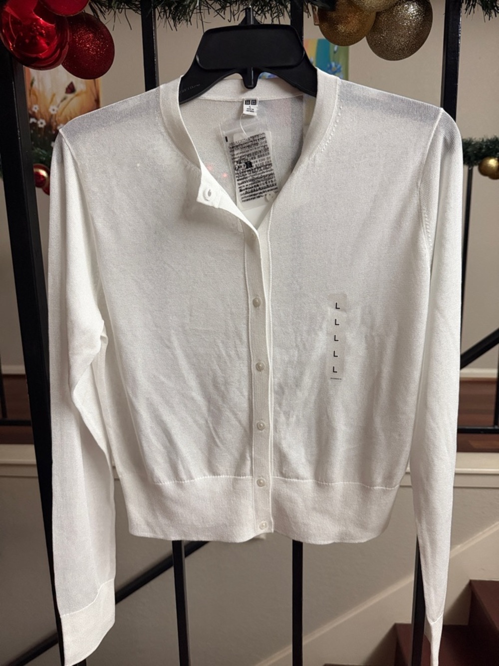 Uniqlo White Women's Button-Up Cardigan Sweater